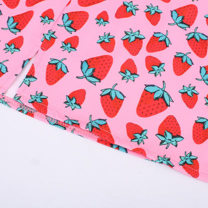 World Bank Cherry Print High Waist Hips Girls Slit Short Skirts