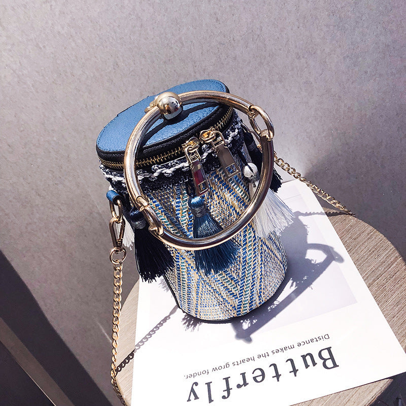 Luxury Handbag Women Bag Designer Retro Weave Feather Tassel lady Shoulder Bag