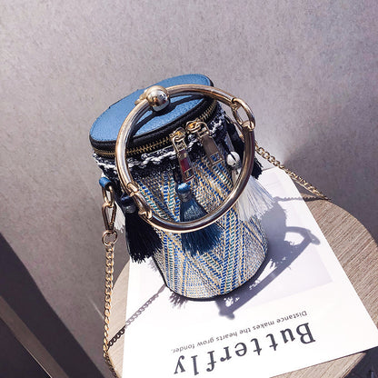 Luxury Handbag Women Bag Designer Retro Weave Feather Tassel lady Shoulder Bag