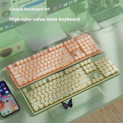 Prewalker V3 Wired Mute Keyboard Mouse Suit Mechanical Feeling Girls Office Typing Wireless Bluetooth Computer