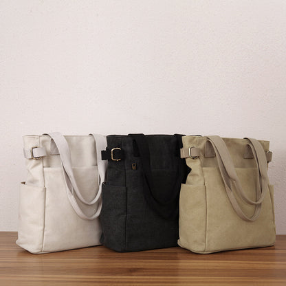 Casual Retro One-shoulder Hand-held Tote Canvas Bag For Women