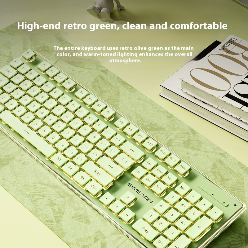 Prewalker V3 Wired Mute Keyboard Mouse Suit Mechanical Feeling Girls Office Typing Wireless Bluetooth Computer