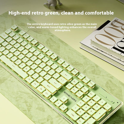 Prewalker V3 Wired Mute Keyboard Mouse Suit Mechanical Feeling Girls Office Typing Wireless Bluetooth Computer