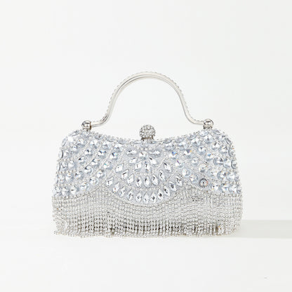 Rhinestone Tassel Portable Chain Box Dinner Bag Women