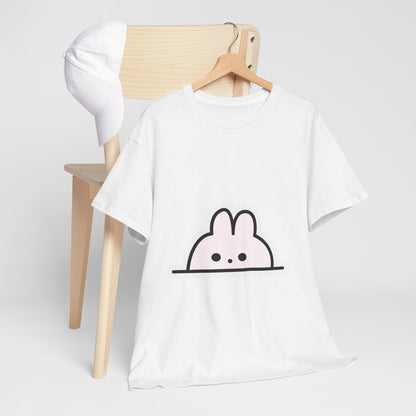 Cute Bunny Unisex Heavy Cotton T-Shirt | Gift for Animal Lovers, Casual Wear, Birthday Present