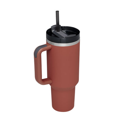 Tumbler with Handle & Straw – Stainless Steel Spill-Proof Travel Mug with Lid