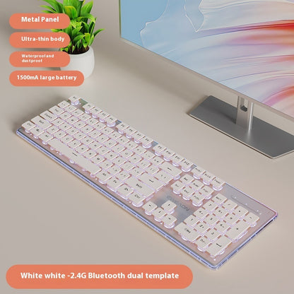 Prewalker V3 Wired Mute Keyboard Mouse Suit Mechanical Feeling Girls Office Typing Wireless Bluetooth Computer