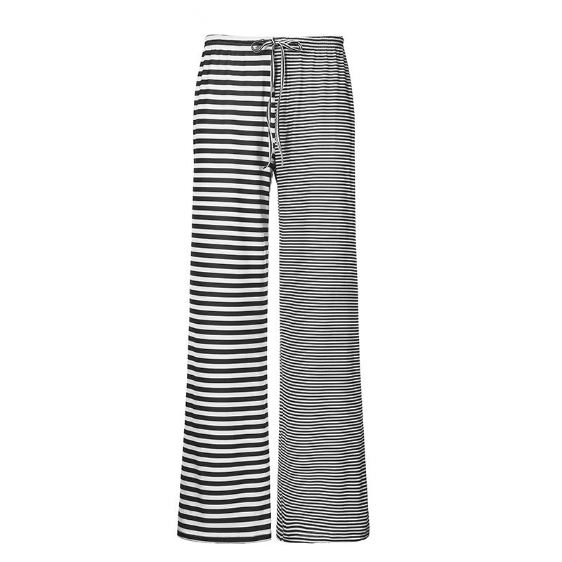 Striped Rags Stitching Wide-leg Pants Women