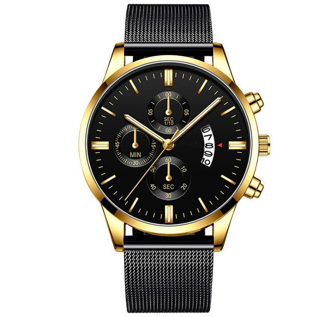 Mens Business Luxury Watches For Men Mesh Band Quartz Watch