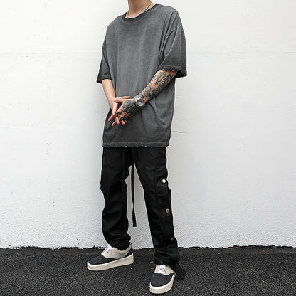 Men's Short-sleeved T-shirts With Heavy Washing And Worn Out