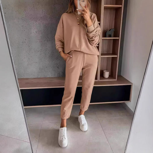 Loose Casual High Waist Ankle-tied Track Sweatpants Hoodie Coat Women