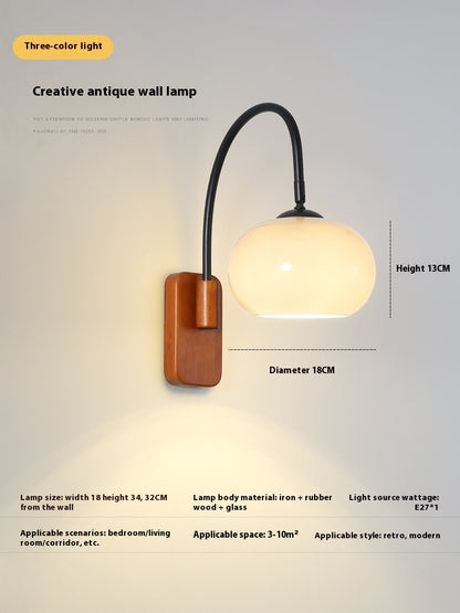 Bedside Wall Lamp Creative Retro Glass Wall LED Lamp