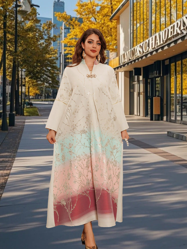 Middle East Muslim Stand Collar Gradient Women's Robe