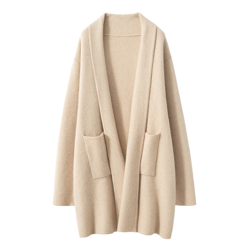 Fall Winter Fashion Mid-length Knitted Coat For Women