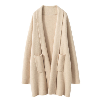 Fall Winter Fashion Mid-length Knitted Coat For Women