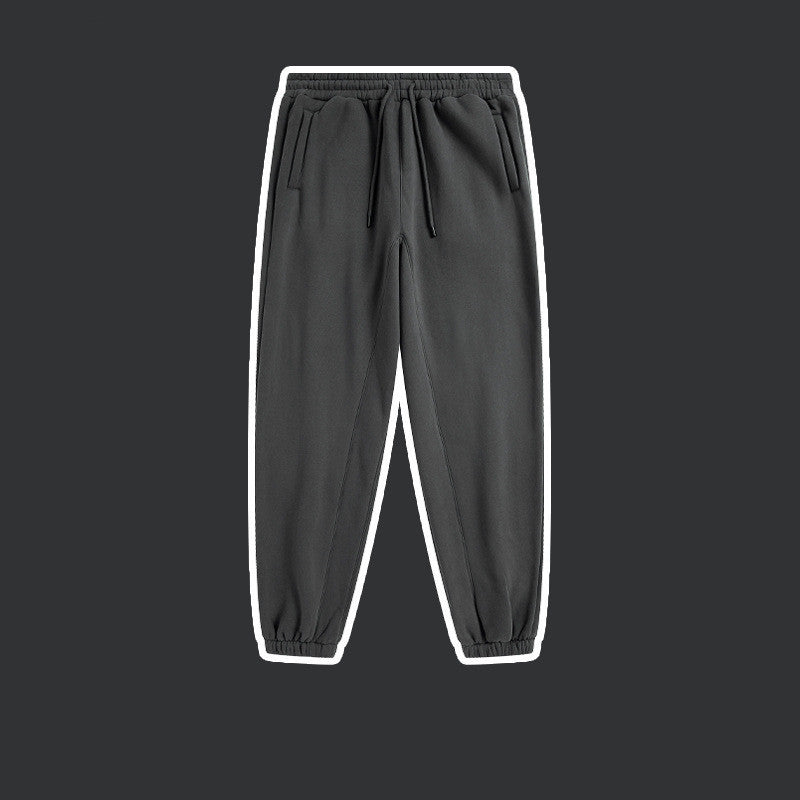 Men's Solid Color Casual Fleece Sweatpants American Fashion Brand