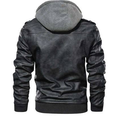Men's Leather Jackets, Faux Leather Jacket For Men Lapel Zip-Up Slim Fit Coat