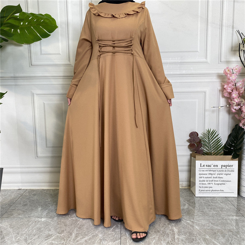 Amazon Hot Ebay Hot Sale Middle East Thick Crepe Skirt Large Hem Long Sleeve Muslim 6430