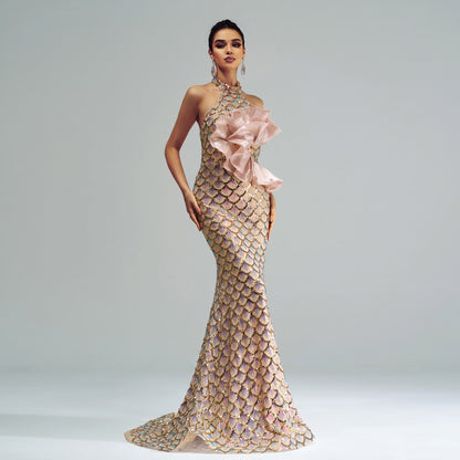 Halter Sequined Mermaid Evening Dress