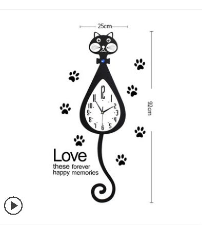 Cat Wagging Clock Clock Clock Personalized Cartoon Household Fashion Watch
