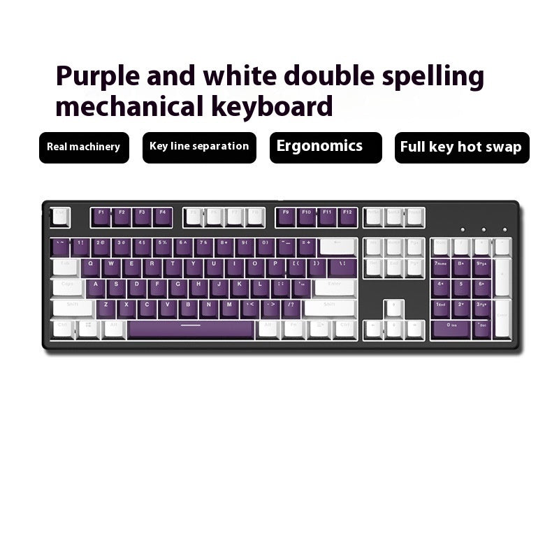 Two-color Keyboard Wired Office Green Black Tea Red Axis Hot Plug Computer