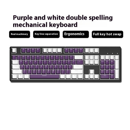 Two-color Keyboard Wired Office Green Black Tea Red Axis Hot Plug Computer