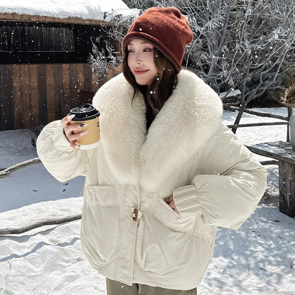 Big Fur Lapel Cotton-padded Coat Women