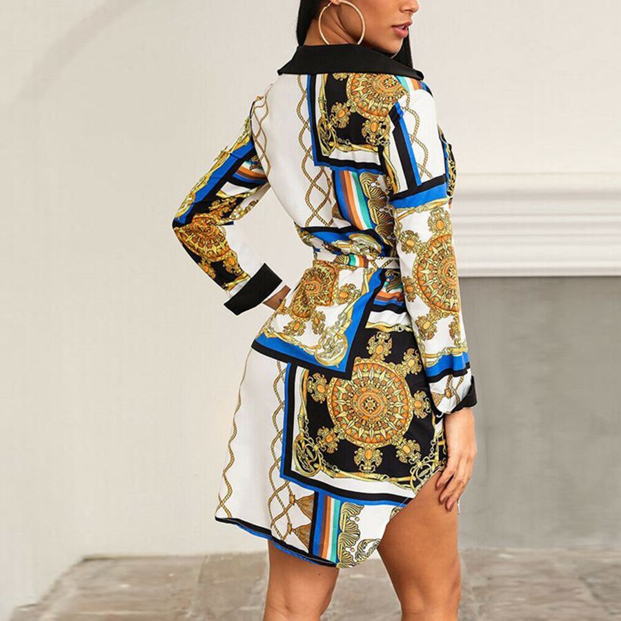 autumn long sleeves Print shirt dress