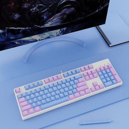 Two-color Keyboard Wired Office Green Black Tea Red Axis Hot Plug Computer