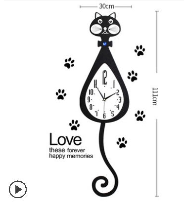 Cat Wagging Clock Clock Clock Personalized Cartoon Household Fashion Watch