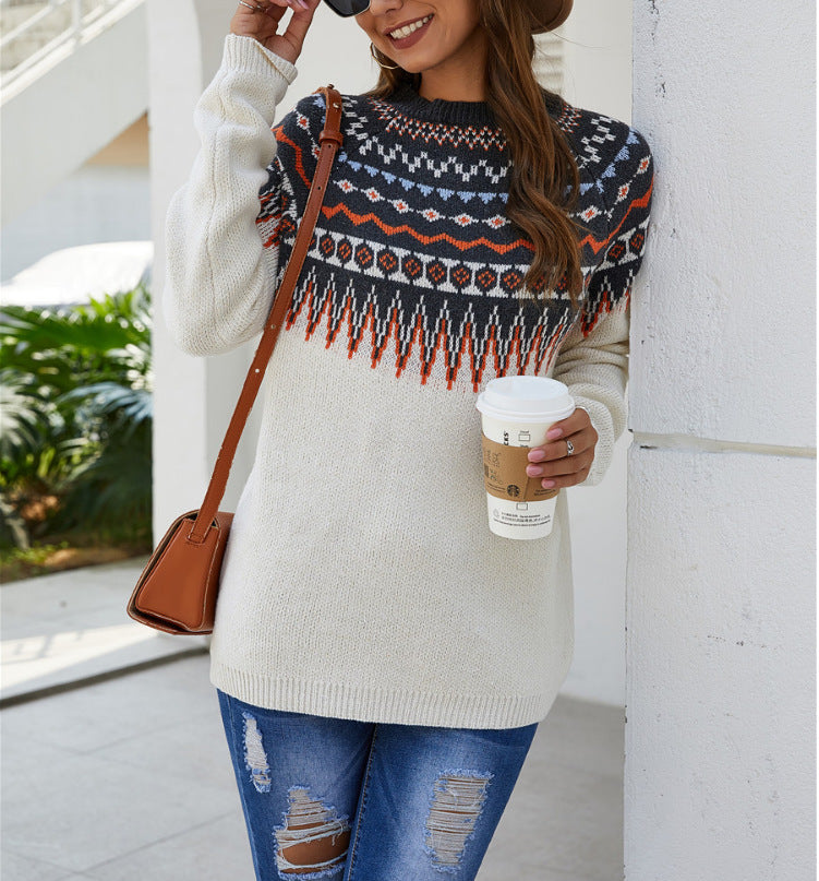 Printed bat sleeves European and American long sleeves