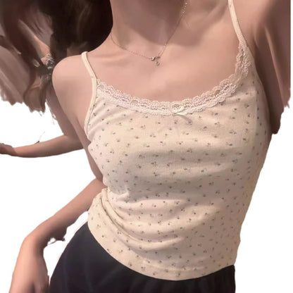 U-neck Floral Short Sleeved Short Top For Women