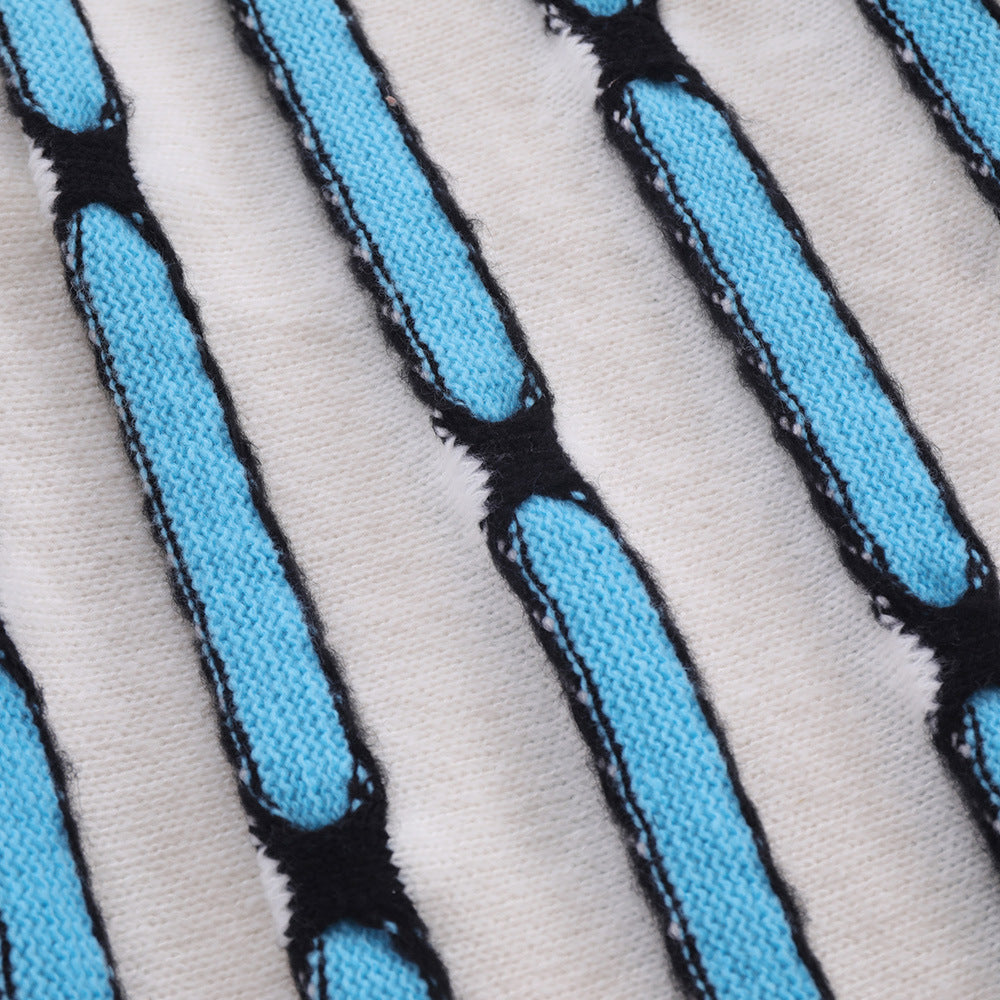 Contrast Striped Knitwear Men's Jacquard Sweater