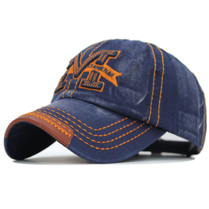 Embroidered letter M denim baseball cap