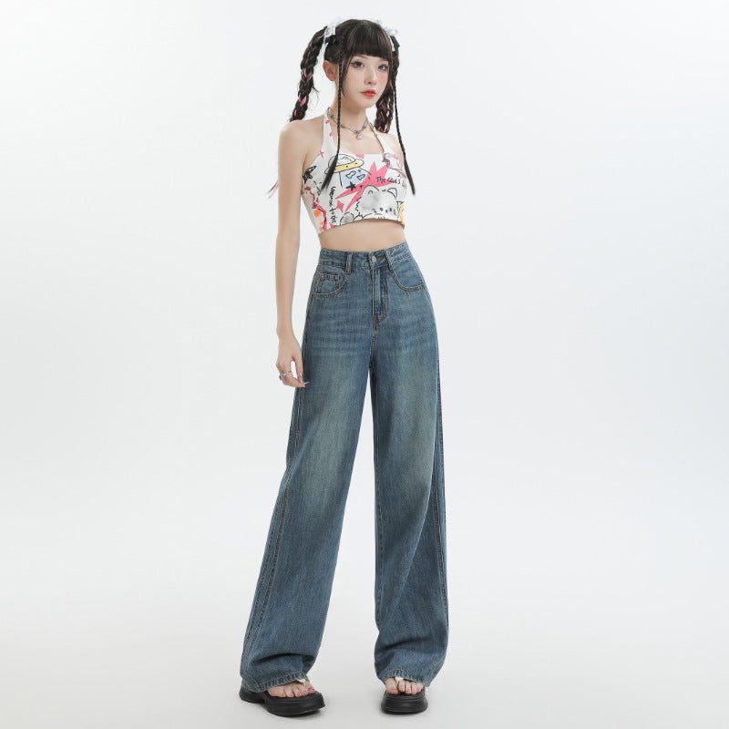 Fashion Women Loose Ice Silk Wide-leg Pants