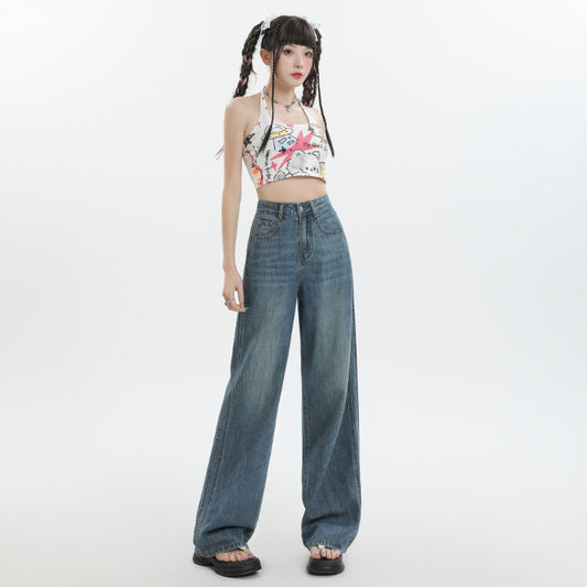 Fashion Women Loose Ice Silk Wide-leg Pants