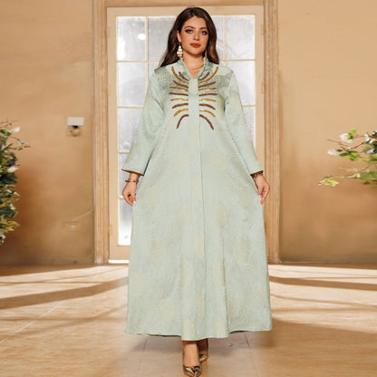 Middle East Muslim Robe Dubai V-neck Dress