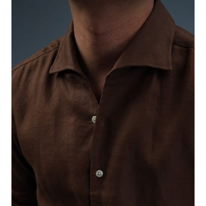 Linen One-piece Collar Business Casual Men's Breathable Long Sleeves Shirt