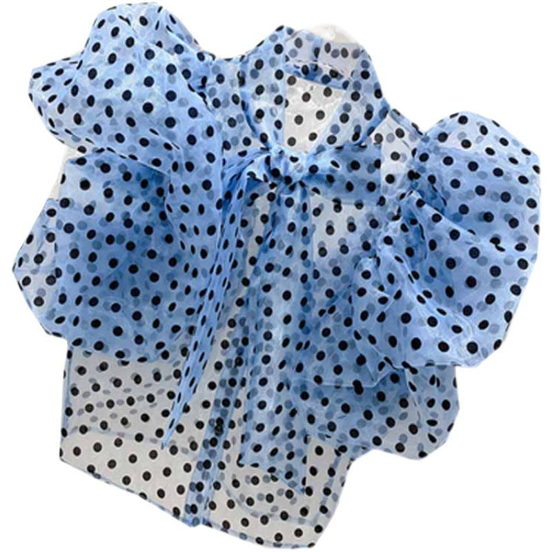 Short Polka Dot Shirt Women Summer New Korean Style Loose Design Niche Short-sleeved Chiffon Cardigan Top