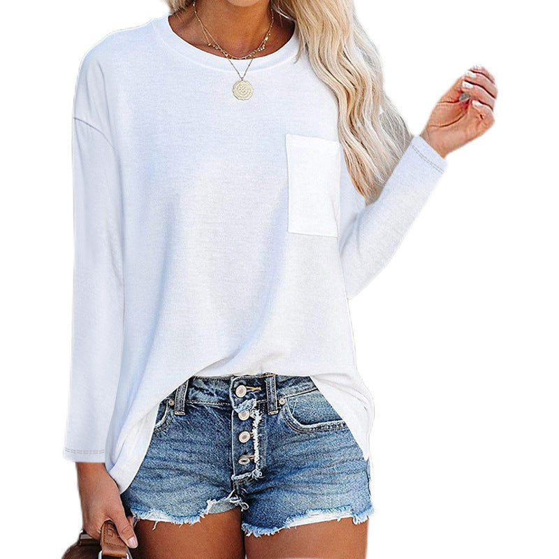 Women's Long-sleeved Round Neck T-shirt Top