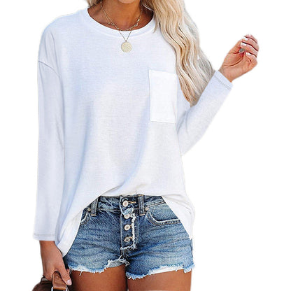 Women's Long-sleeved Round Neck T-shirt Top