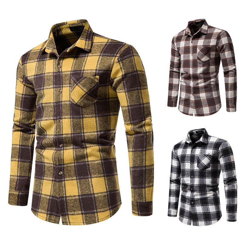 Thick Warm Woolen Cloth Flannel Casual Shirt Base Men's Shirt