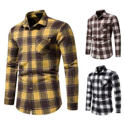 Thick Warm Woolen Cloth Flannel Casual Shirt Base Men's Shirt