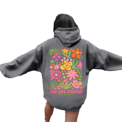 Autumn And Winter Long Sleeve Fleece-lined Hooded Sweatshirt