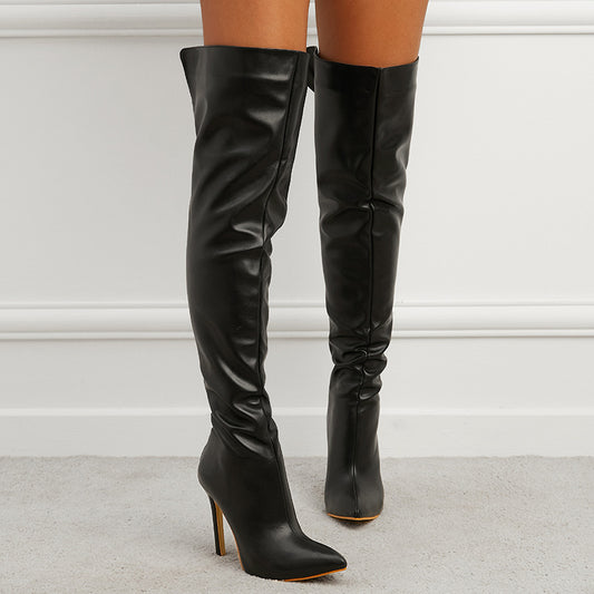 Women's Pointed Toe Stiletto Heel Over-the-knee Back Zipper Boots