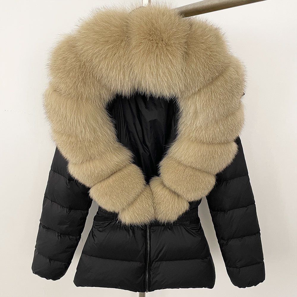 Short Women's Thickened Slim Fit Waist-tight Fur Down Jacket