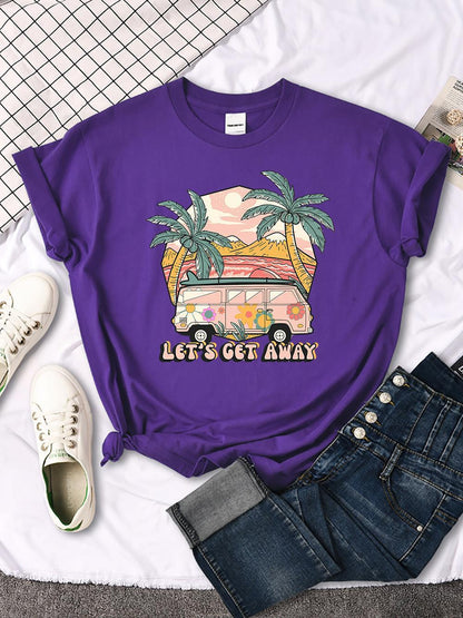 Let's Get Away Vacation Pattern Female T-shirts