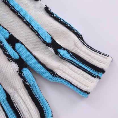 Contrast Striped Knitwear Men's Jacquard Sweater