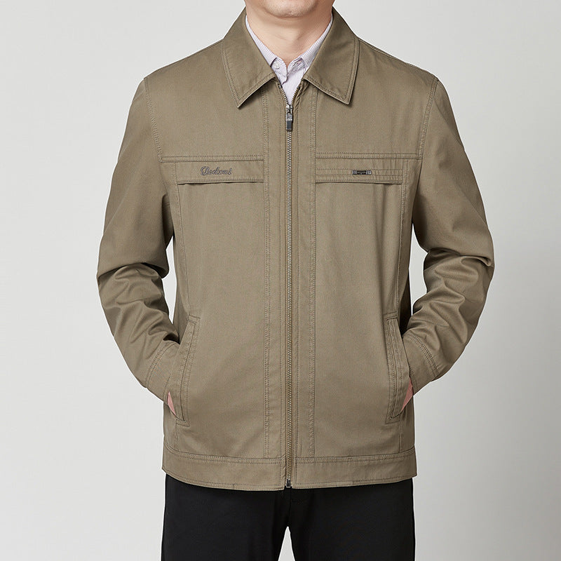 Middle-aged And Elderly Men's Casual Cotton Turn-down Collar Coat