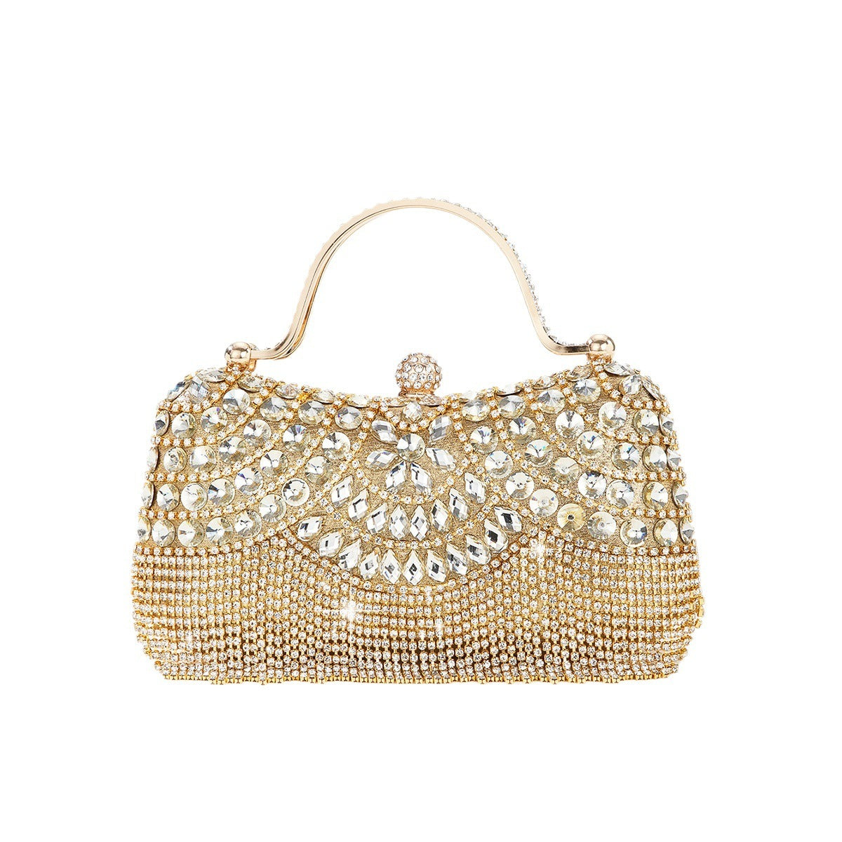 Rhinestone Tassel Portable Chain Box Dinner Bag Women